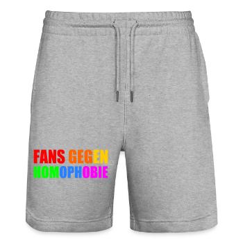fans gegen homophobie - Stanley/Stella Unisex Bio Joggingshorts Trainer  - Grau meliert - Vorne - Nik (191cm) & Marisol (170cm)
