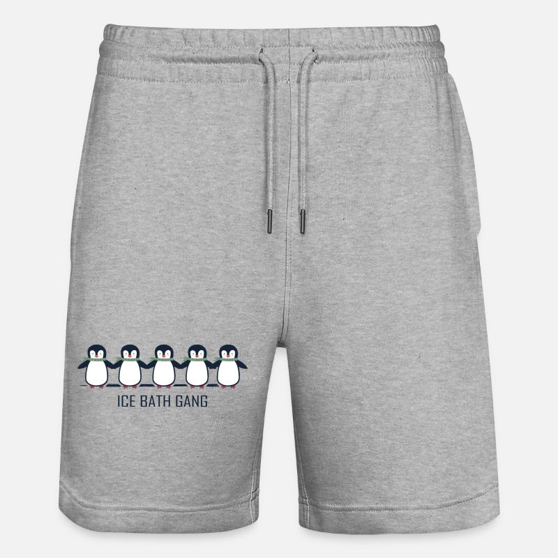 eisbader winterbader pinguin eisbaden - Stanley/Stella Unisex Bio Joggingshorts Trainer  - Grau meliert