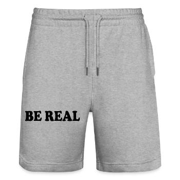 Be real - Stanley/Stella Unisex Bio Joggingshorts Trainer  - Grau meliert - Vorne - Nik (191cm) & Marisol (170cm)