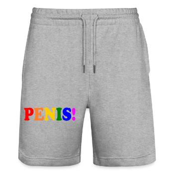 Penis - cock - dick - schwanz - Stanley/Stella Unisex Bio Joggingshorts Trainer  - Grau meliert - Vorne - Nik (191cm) & Marisol (170cm)