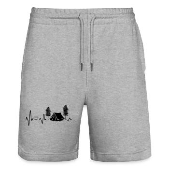 camping Heartbeat Tent Camping Love camping Nature - Stanley/Stella Trainer Unisex Organic Jogging Shorts - heather grey - Front - Nik (191cm) & Marisol (170cm)