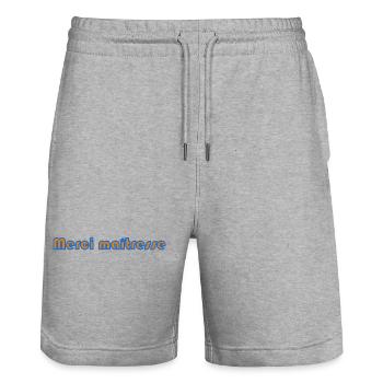 MAÎTRESSE. MERCI. MERCI MAÎTRESSE - Short de jogging bio TRAINER Stanley/Stella unisexe - gris chiné - Devant - Nik (191cm) & Marisol (170cm)
