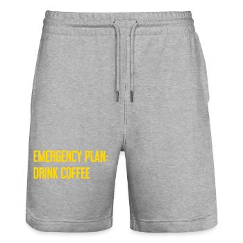 Kaffee-Notfallplan - Stanley/Stella Unisex Bio Joggingshorts Trainer  - Grau meliert - Vorne - Nik (191cm) & Marisol (170cm)