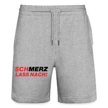 SchMerz lass nach - nein zu Merz - Stanley/Stella Unisex Bio Joggingshorts Trainer  - Grau meliert - Vorne - Nik (191cm) & Marisol (170cm)