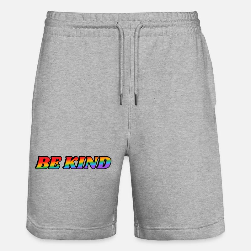 Sei freundlich Regenbogentext - Stanley/Stella Unisex Bio Joggingshorts Trainer  - Grau meliert