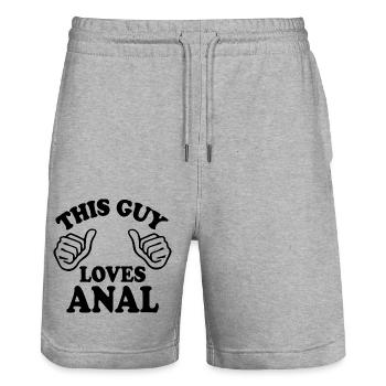 This guy loves anal - Stanley/Stella Unisex Bio Joggingshorts Trainer  - Grau meliert - Vorne - Nik (191cm) & Marisol (170cm)