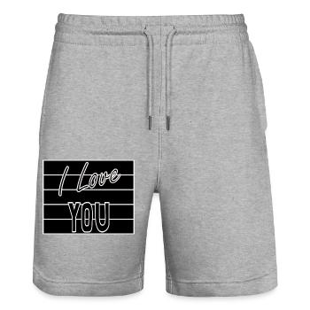 PAAR. ICH HABE GERADE GEHEIRATET. Junggesellinnenabschied. HEILIGER VALENTINSTAG. MARIES - Stanley/Stella Unisex Bio Joggingshorts Trainer  - Grau meliert - Vorne - Nik (191cm) & Marisol (170cm)