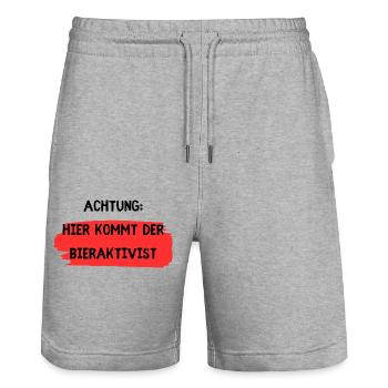Mallorca Urlaub - Malle Party - Stanley/Stella Unisex Bio Joggingshorts Trainer  - Grau meliert - Vorne - Nik (191cm) & Marisol (170cm)