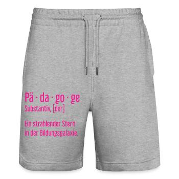 Pädagoge Pädagogen Schule Lehrer Unterricht - Stanley/Stella Unisex Bio Joggingshorts Trainer  - Grau meliert - Vorne - Nik (191cm) & Marisol (170cm)