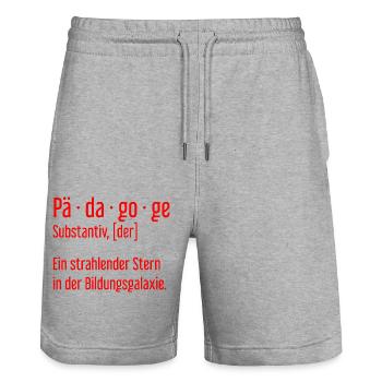 Pädagoge Pädagogen Schule Lehrer Unterricht - Stanley/Stella Unisex Bio Joggingshorts Trainer  - Grau meliert - Vorne - Nik (191cm) & Marisol (170cm)