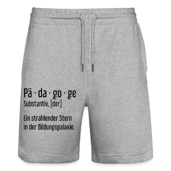 Pädagoge Pädagogen Schule Lehrer Unterricht - Stanley/Stella Unisex Bio Joggingshorts Trainer  - Grau meliert - Vorne - Nik (191cm) & Marisol (170cm)