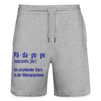 Pädagoge Pädagogen Schule Lehrer Unterricht - Stanley/Stella Unisex Bio Joggingshorts Trainer  - Grau meliert - Vorne - Nik (191cm) & Marisol (170cm)