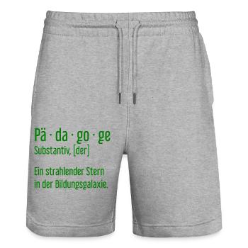 Pädagoge Pädagogen Schule Lehrer Unterricht - Stanley/Stella Unisex Bio Joggingshorts Trainer  - Grau meliert - Vorne - Nik (191cm) & Marisol (170cm)