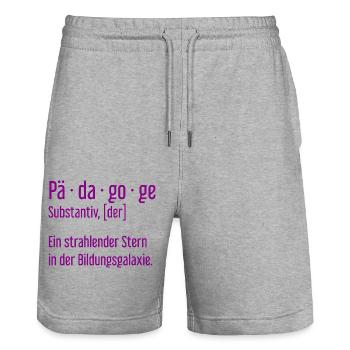 Pädagoge Pädagogen Schule Lehrer Unterricht - Stanley/Stella Unisex Bio Joggingshorts Trainer  - Grau meliert - Vorne - Nik (191cm) & Marisol (170cm)