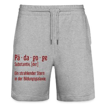 Pädagoge Pädagogen Schule Lehrer Unterricht - Stanley/Stella Unisex Bio Joggingshorts Trainer  - Grau meliert - Vorne - Nik (191cm) & Marisol (170cm)