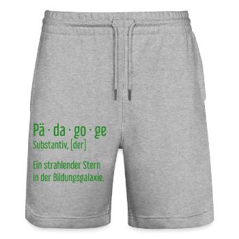 Pädagoge Pädagogen Schule Lehrer Unterricht - Stanley/Stella Unisex Bio Joggingshorts Trainer  - Grau meliert - Vorne - Nik (191cm) & Marisol (170cm)
