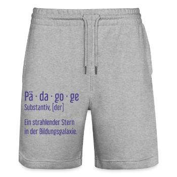 Pädagoge Pädagogen Schule Lehrer Unterricht - Stanley/Stella Unisex Bio Joggingshorts Trainer  - Grau meliert - Vorne - Nik (191cm) & Marisol (170cm)