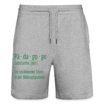 Pädagoge Pädagogen Schule Lehrer Unterricht - Stanley/Stella Unisex Bio Joggingshorts Trainer  - Grau meliert - Vorne - Nik (191cm) & Marisol (170cm)