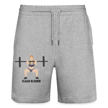 Clean bleiben - Stanley/Stella Unisex Bio Joggingshorts Trainer  - Grau meliert - Vorne - Nik (191cm) & Marisol (170cm)