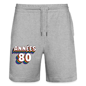 ANNÉES 80 !!! - Short de jogging bio TRAINER Stanley/Stella unisexe - gris chiné - Devant - Nik (191cm) & Marisol (170cm)