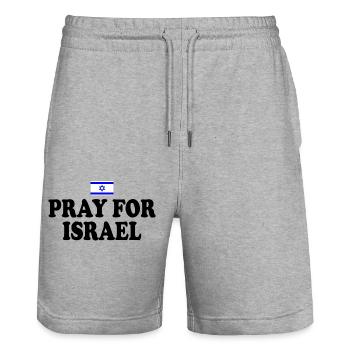 Pray for israel - Stanley/Stella Trainer Unisex Organic Jogging Shorts - heather grey - Front - Nik (191cm) & Marisol (170cm)