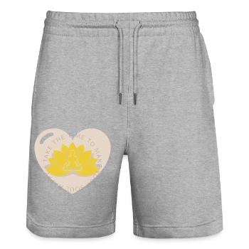 Yoga Fleur de Lotus - Short de jogging bio TRAINER Stanley/Stella unisexe - gris chiné - Devant - Nik (191cm) & Marisol (170cm)