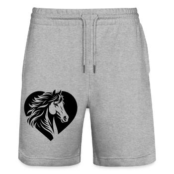 Horses Head Heart - Stanley/Stella Trainer Unisex Organic Jogging Shorts - heather grey - Front - Nik (191cm) & Marisol (170cm)