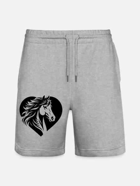 Pferde Kopf Herz - Stanley/Stella Unisex Bio Joggingshorts Trainer  - Grau meliert