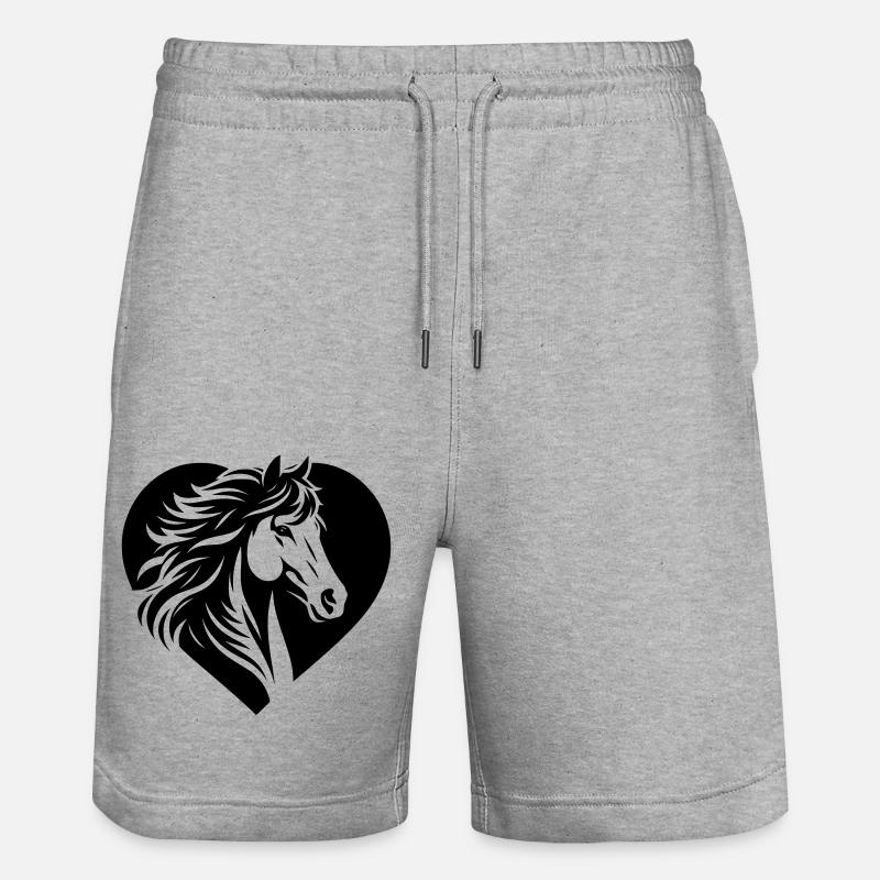 Pferde Kopf Herz - Stanley/Stella Unisex Bio Joggingshorts Trainer  - Grau meliert