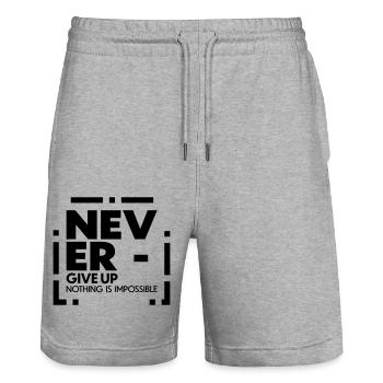 Never give up nothing is impossible - Stanley/Stella Trainer Unisex Organic Jogging Shorts - heather grey - Front - Nik (191cm) & Marisol (170cm)