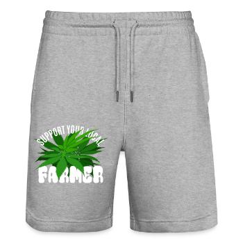Support your local Farmer - Hanf - Stanley/Stella Unisex Bio Joggingshorts Trainer  - Grau meliert - Vorne - Nik (191cm) & Marisol (170cm)