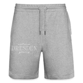 Dresden, Germany Elegance Style Design T-Shirt - Stanley/Stella Trainer Unisex Organic Jogging Shorts - heather grey - Front - Nik (191cm) & Marisol (170cm)