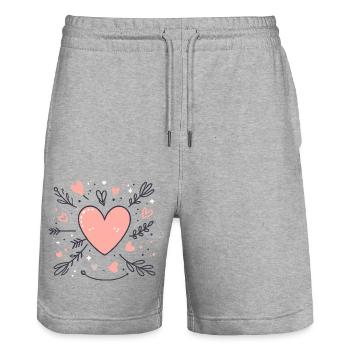 Coeurs de la Saint-Valentin - Short de jogging bio TRAINER Stanley/Stella unisexe - gris chiné - Devant - Nik (191cm) & Marisol (170cm)