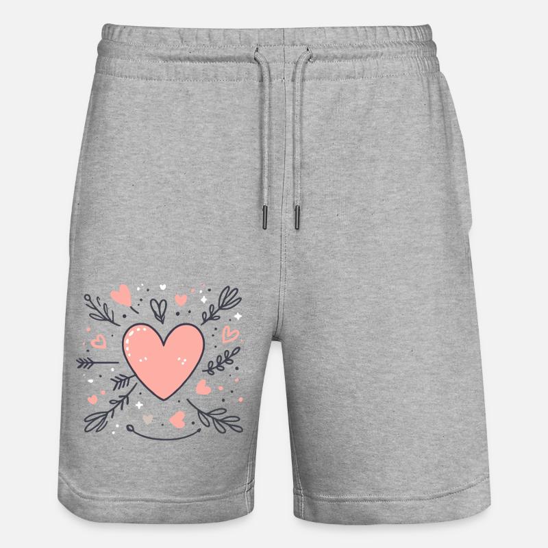 Coeurs de la Saint-Valentin - Short de jogging bio TRAINER Stanley/Stella unisexe - gris chiné