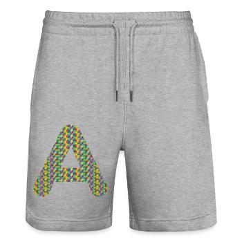 Coeur coloré Un design – Unique et élégant ! - Short de jogging bio TRAINER Stanley/Stella unisexe - gris chiné - Devant - Nik (191cm) & Marisol (170cm)