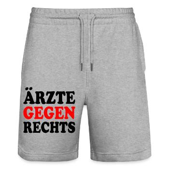 Ärzte gegen rechts - Stanley/Stella Unisex Bio Joggingshorts Trainer  - Grau meliert - Vorne - Nik (191cm) & Marisol (170cm)
