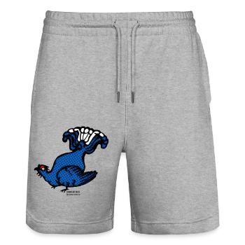 Black grouse Lyrurus tetrix illustration Ornithology - Stanley/Stella Trainer Unisex Organic Jogging Shorts - heather grey - Front - Nik (191cm) & Marisol (170cm)
