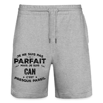 Can – A First Name, a Funny and Proud Legend - Stanley/Stella Trainer Unisex Organic Jogging Shorts - heather grey - Front - Nik (191cm) & Marisol (170cm)