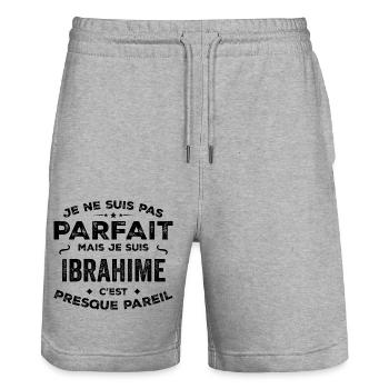 Ibrahime – A Funny and Proud First Name, Legend - Stanley/Stella Trainer Unisex Organic Jogging Shorts - heather grey - Front - Nik (191cm) & Marisol (170cm)