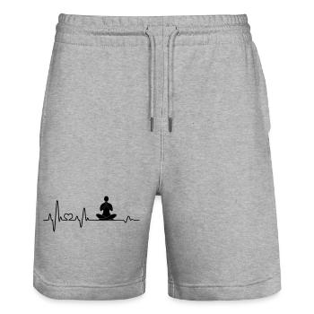 Yoga Meditation meditieren Namaste Yogi Pulsschlag - Stanley/Stella Unisex Bio Joggingshorts Trainer  - Grau meliert - Vorne - Nik (191cm) & Marisol (170cm)