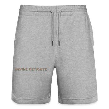 RETRAITE. RETRAITE. RETRAITEE. SENIOR. MAMIE. PAPY - Short de jogging bio TRAINER Stanley/Stella unisexe - gris chiné - Devant - Nik (191cm) & Marisol (170cm)