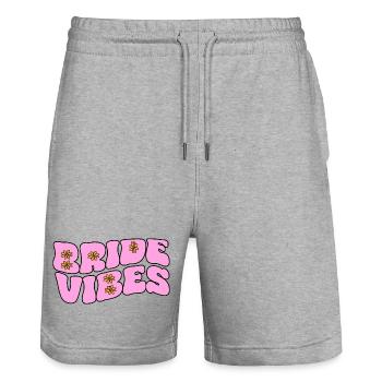 Bride Vibes - Stanley/Stella Unisex Bio Joggingshorts Trainer  - Grau meliert - Vorne - Nik (191cm) & Marisol (170cm)