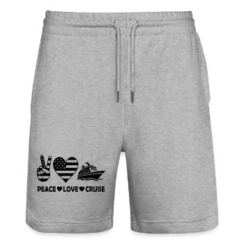 Frieden Liebe Kreuzfahrt USA Urlaubsmotiv - Stanley/Stella Unisex Bio Joggingshorts Trainer  - Grau meliert - Vorne - Nik (191cm) & Marisol (170cm)