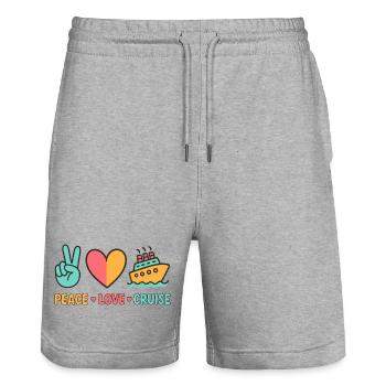 Peace Love Kreuzfahrt - Stanley/Stella Unisex Bio Joggingshorts Trainer  - Grau meliert - Vorne - Nik (191cm) & Marisol (170cm)