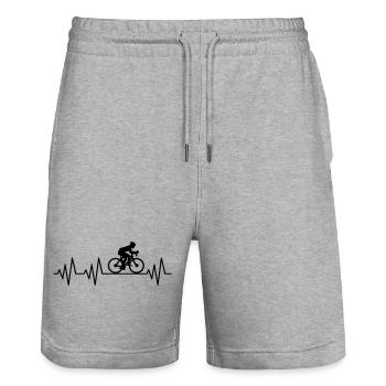 Herzschlag Fahrrad Fahrradfahrer Fahrradfahren - Stanley/Stella Unisex Bio Joggingshorts Trainer  - Grau meliert - Vorne - Nik (191cm) & Marisol (170cm)