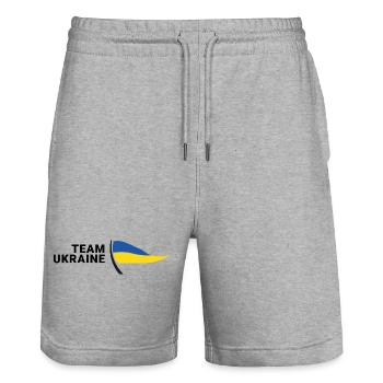 Team Ukraine - Stanley/Stella Unisex Bio Joggingshorts Trainer  - Grau meliert - Vorne - Nik (191cm) & Marisol (170cm)