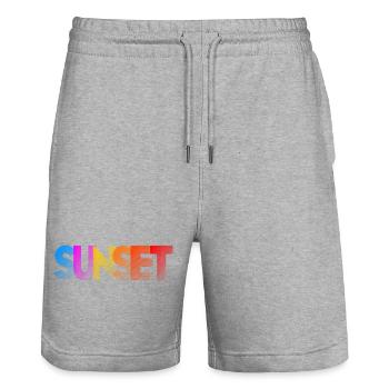SUNSET Schrift Sonnenuntergang Farben Urlaubsmotiv - Stanley/Stella Unisex Bio Joggingshorts Trainer  - Grau meliert - Vorne - Nik (191cm) & Marisol (170cm)