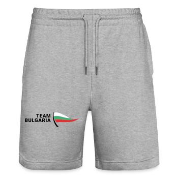 Team Bulgaria - Stanley/Stella Unisex Bio Joggingshorts Trainer  - Grau meliert - Vorne - Nik (191cm) & Marisol (170cm)
