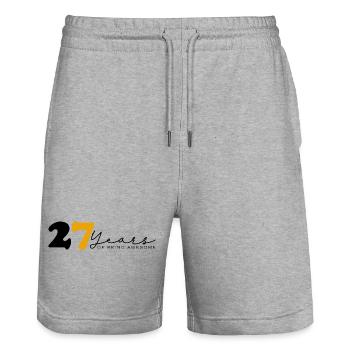 Jahrgang 1997 Lustig 27 Jahre Bday Männer Frauen - Stanley/Stella Unisex Bio Joggingshorts Trainer  - Grau meliert - Vorne - Nik (191cm) & Marisol (170cm)