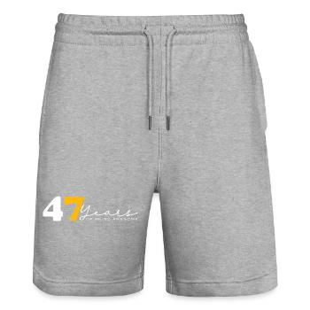 Vintage 1977 Drôle 47 ans Bday Hommes Femmes - Short de jogging bio TRAINER Stanley/Stella unisexe - gris chiné - Devant - Nik (191cm) & Marisol (170cm)